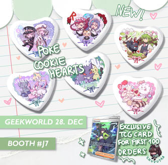 Poké emboss wood heart pins